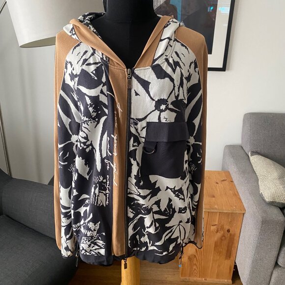 Monari Floral Print Zip Up Hooded Cardigan, Grey Multi sz38 (fits like L… - Picture 3 of 10